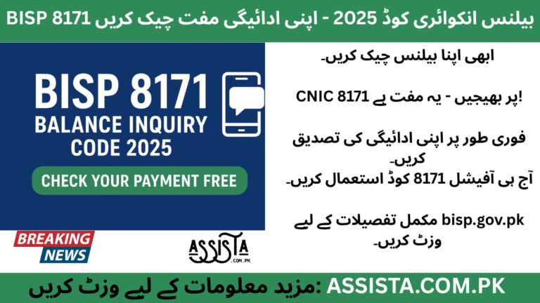 Blue banner showing “BISP 8171 Balance check & Inquiry Code 2025” with a green button reading “Check Your Payment Free” and a mobile icon symbolizing SMS inquiry