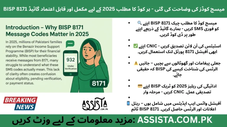 BISP 8171 message codes explained for eligibility and payment verification in 2025 Pakistan