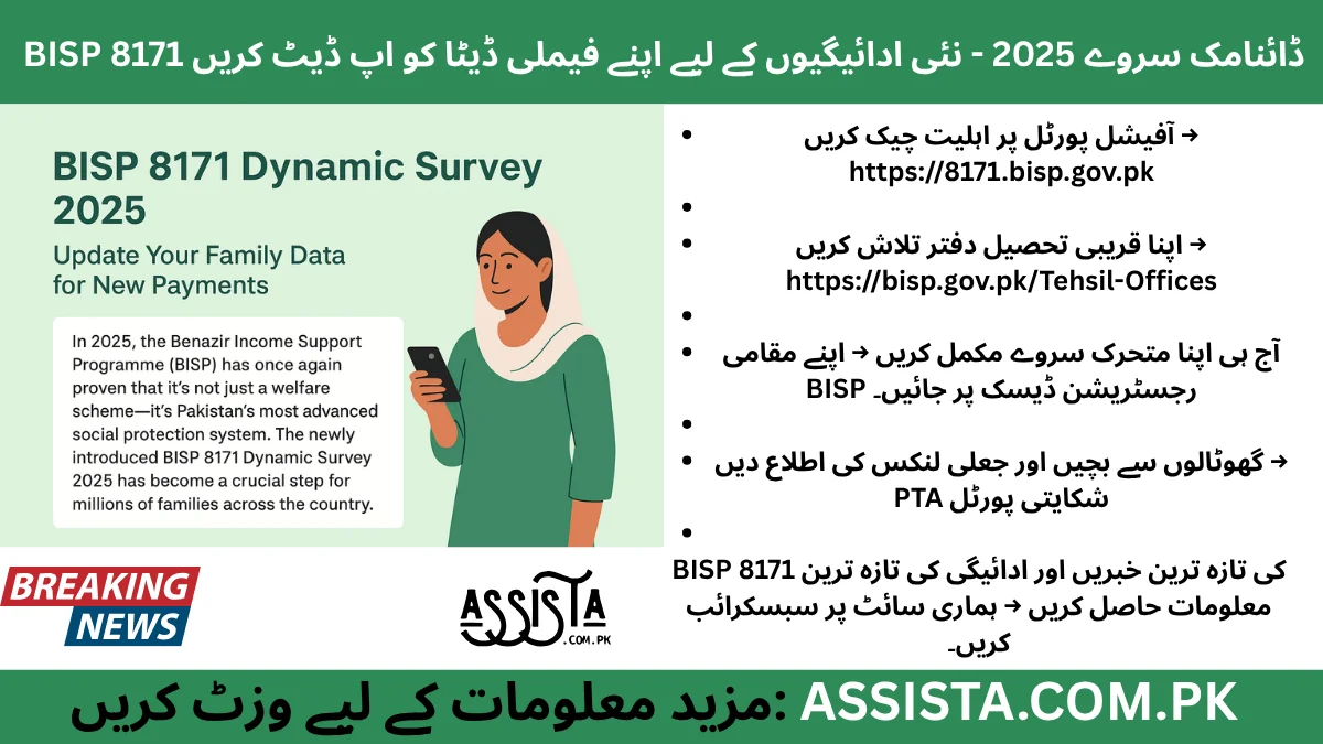 BISP 8171 Dynamic Survey 2025 registration and household verification process in Pakistan