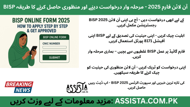 Pakistani woman filling BISP Online Form 2025 on smartphone with digital CNIC submission interface.